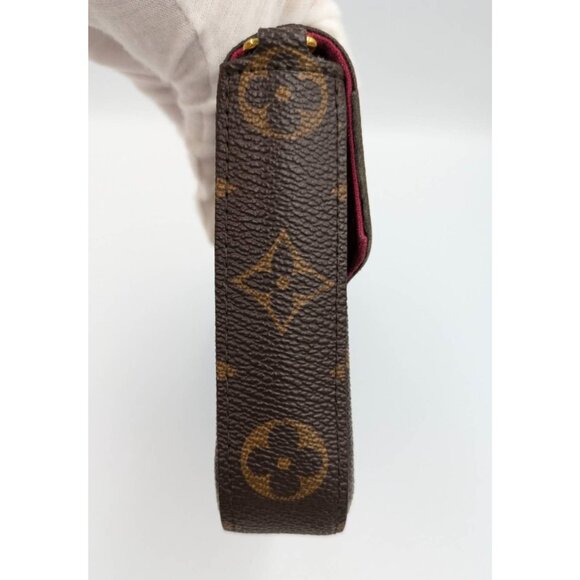 Pre-owned Louis Vuitton Monogram Pochette Felicie Chain Wallet Brown Fuchsia - Picture 5 of 14